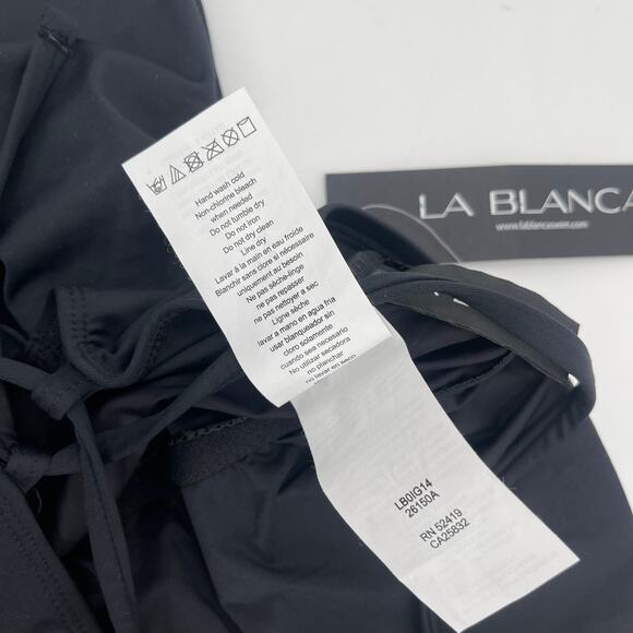 La Blanca Swimsuit Size 8 Black Goddess One Shoulder Strappy Back NWT Swim Beach - Picture 8 of 16